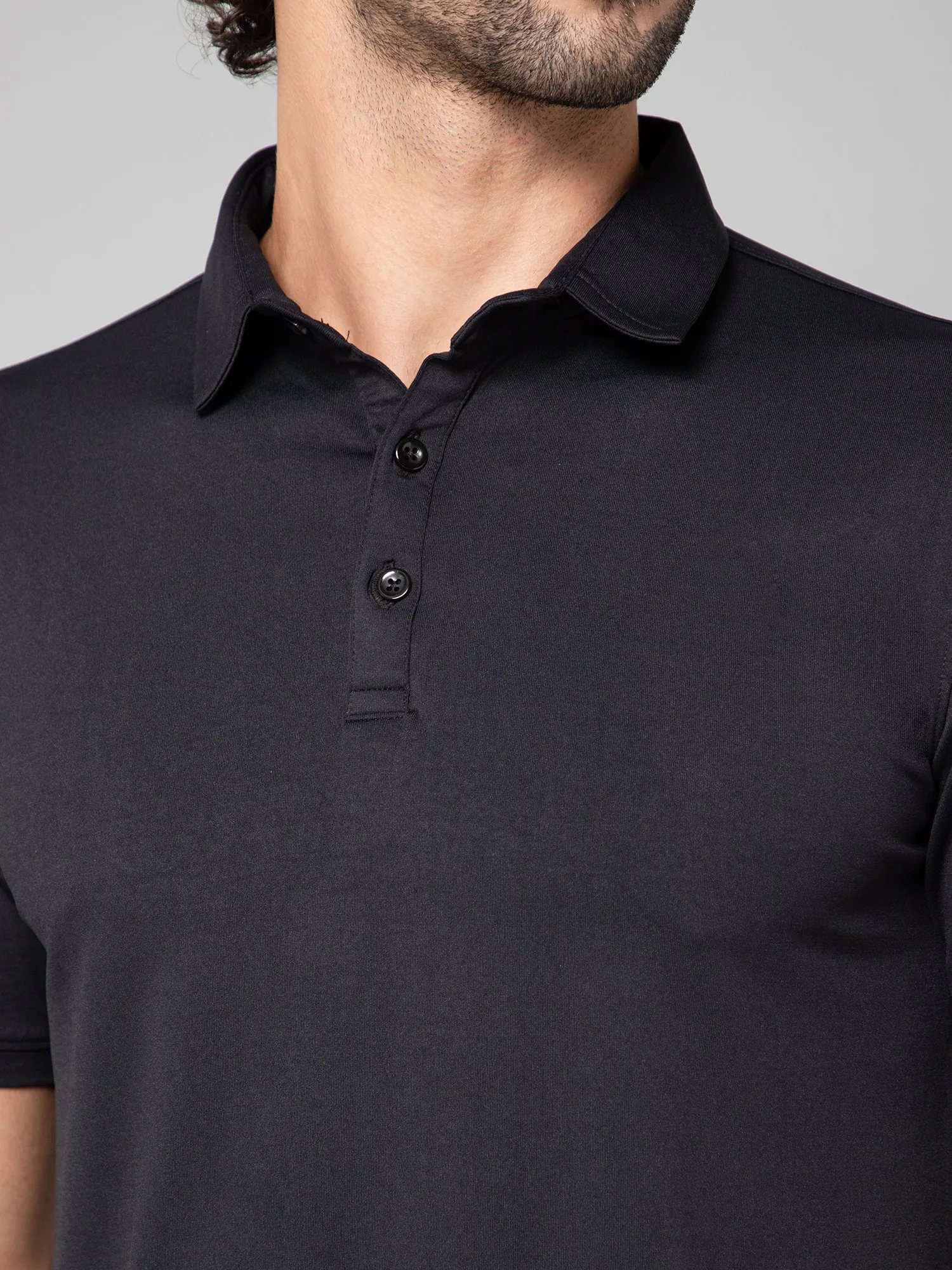 MINIMAL BUZZ SOFT TOUCH POLO T-SHIRT-BLACK