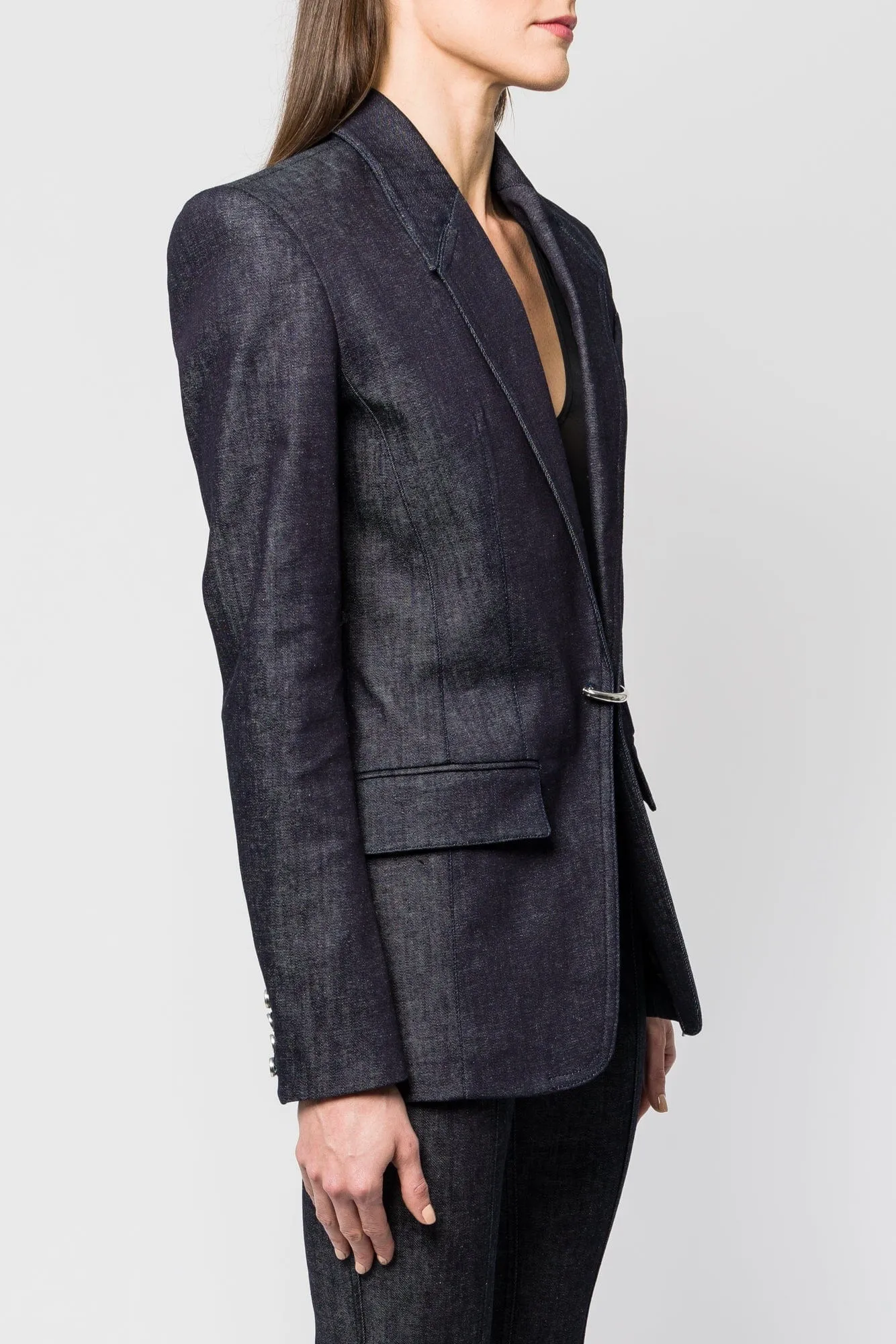 Mugler Stretch Raw Denim Blazer SS25