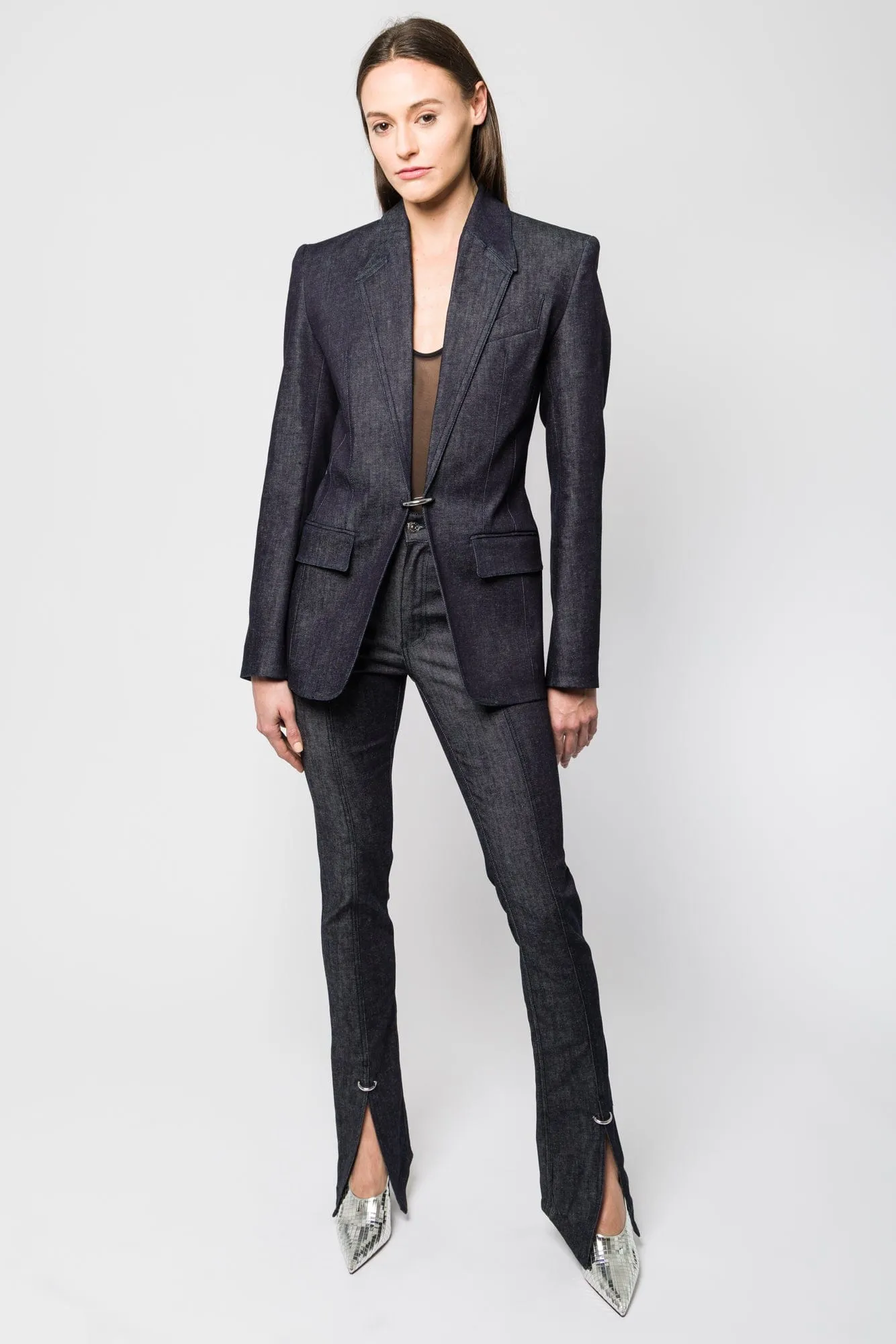 Mugler Stretch Raw Denim Blazer SS25