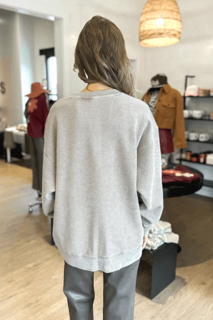 Nashville Corded Crew in Brown & Cream