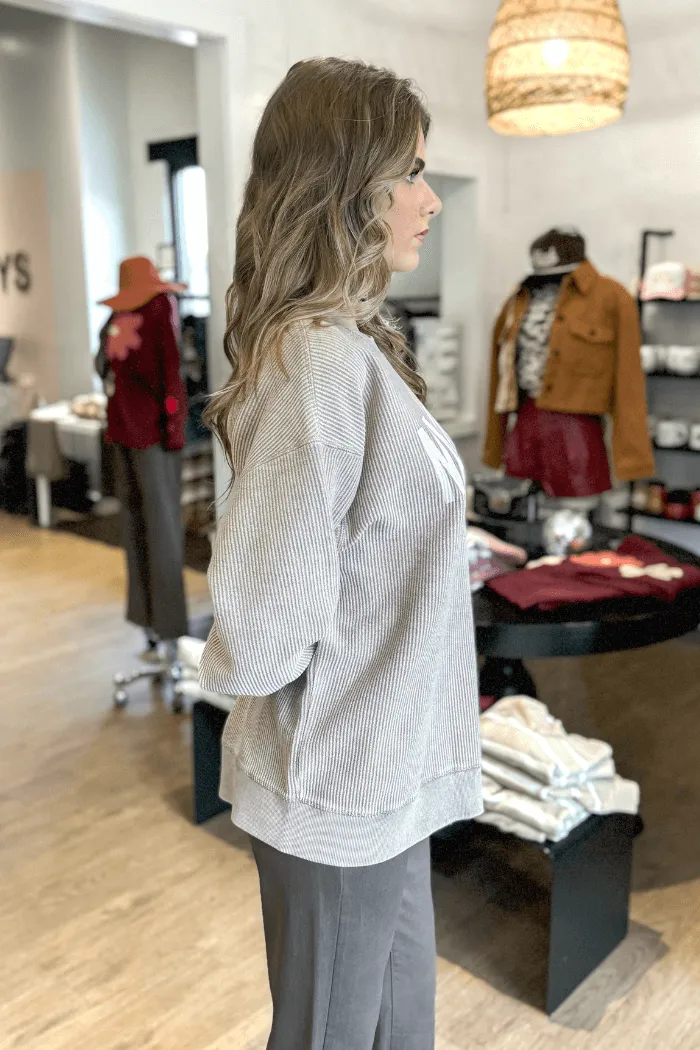 Nashville Corded Crew in Brown & Cream