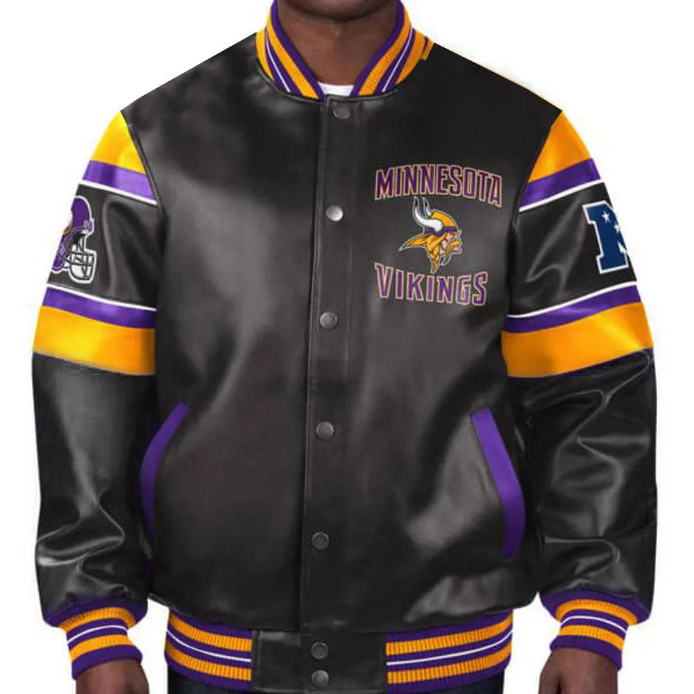 NFL Minnesota Vikings Multicolor Leather Jacket  For Men & Women