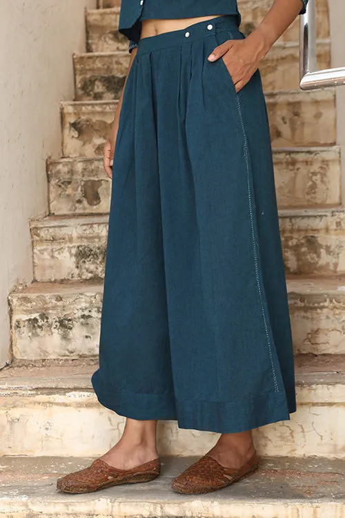 Okhai "Brilliance" Hand-Embroidered Pure Cotton Collared Top with Pants