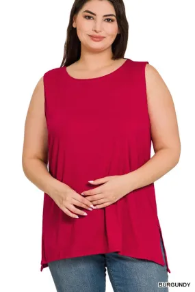 On The Regular Plus Sleeveless Burgundy Top