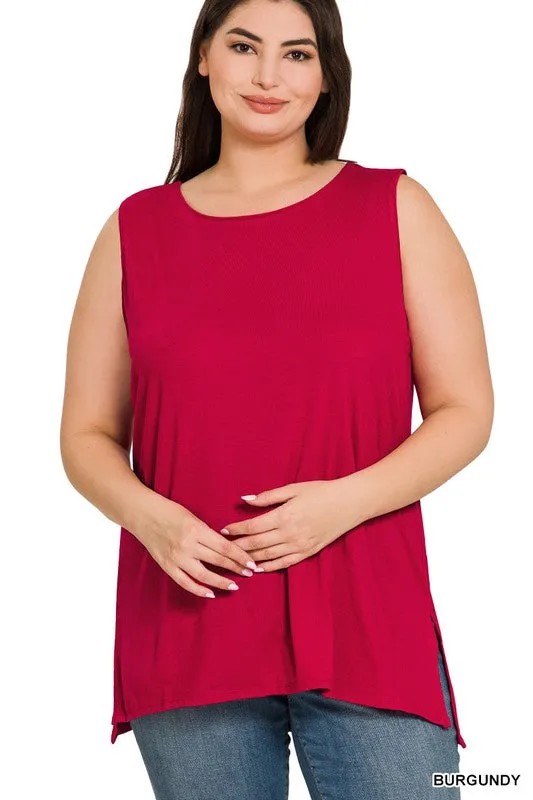 On The Regular Plus Sleeveless Burgundy Top