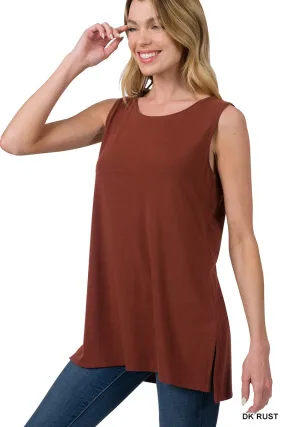 On The Regular Plus Sleeveless Dark Rust Top