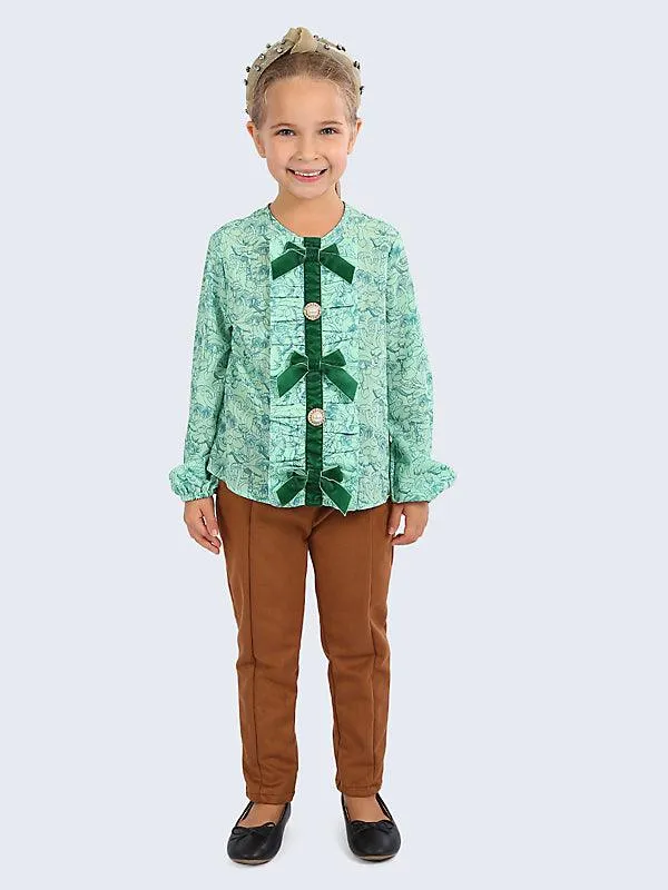 One Friday Green Paisley Top
