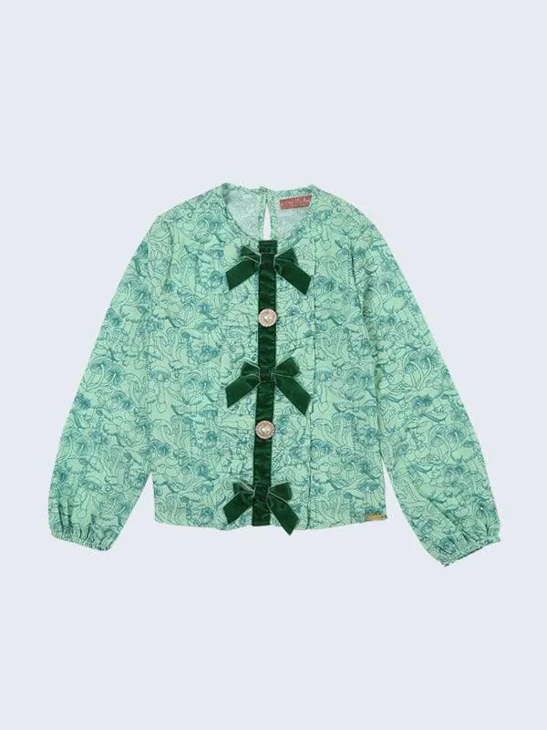 One Friday Green Paisley Top