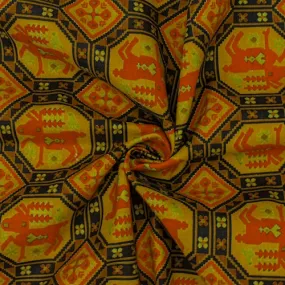 Orange/Multi Vintage 1950s Reindeer Print Shirting Fabric