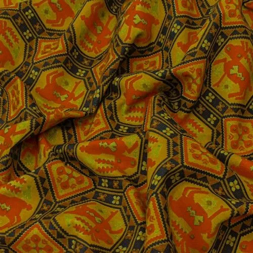 Orange/Multi Vintage 1950s Reindeer Print Shirting Fabric