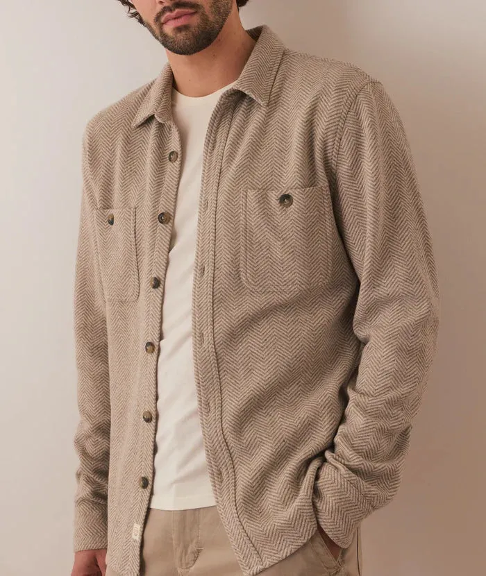 Pacifica Stretch Twill  Shirt - Taupe Herringbone