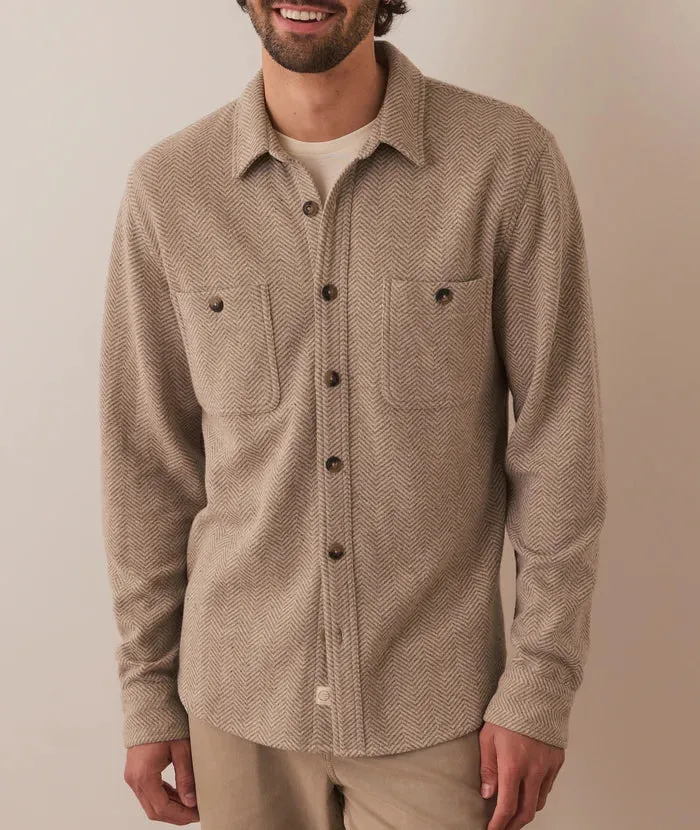 Pacifica Stretch Twill  Shirt - Taupe Herringbone