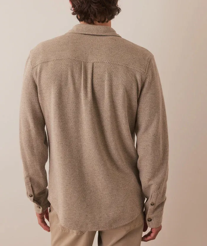 Pacifica Stretch Twill  Shirt - Taupe Herringbone