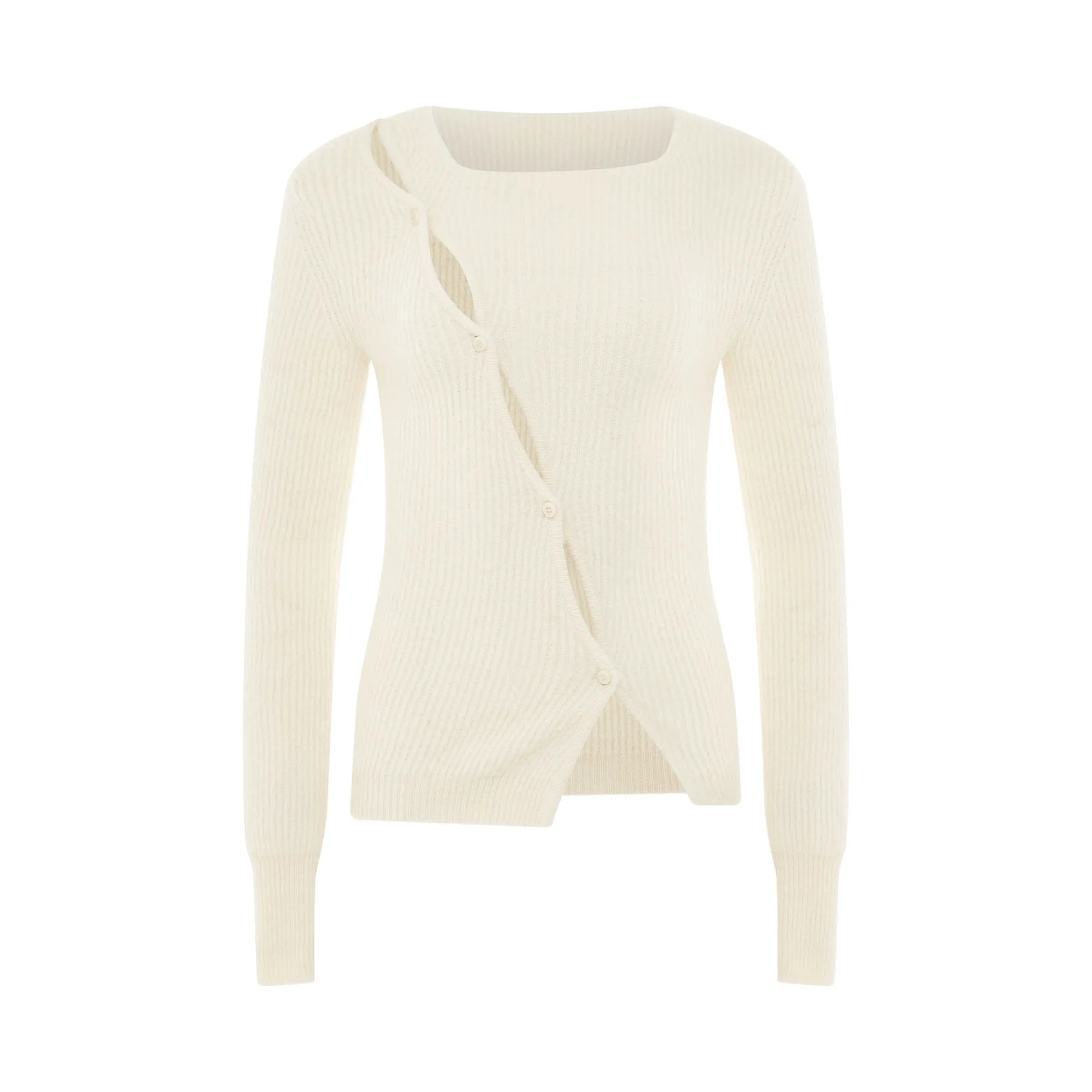 Pau Asymmetric Cardigan in Light Beige