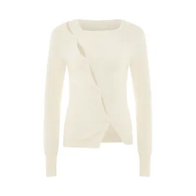 Pau Asymmetric Cardigan in Light Beige