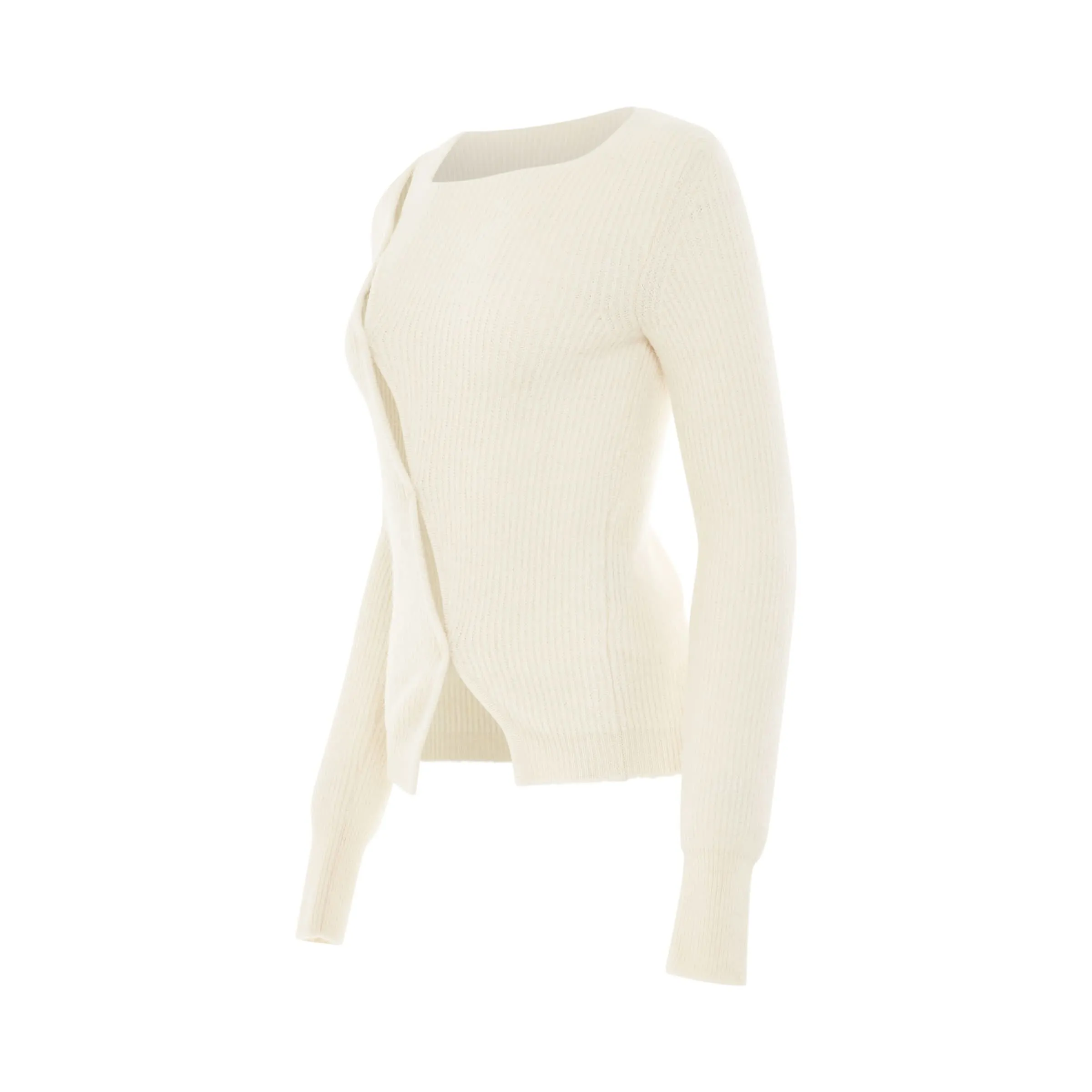 Pau Asymmetric Cardigan in Light Beige