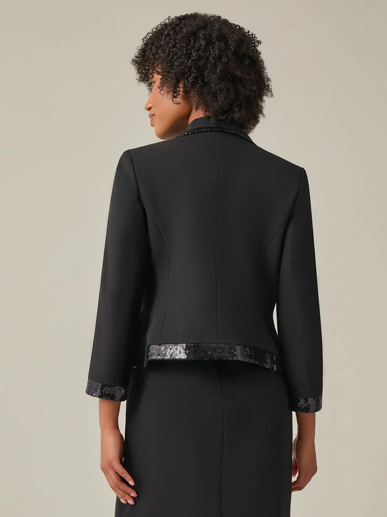 Petite Sequin Trim Jacket, Iconic Stretch Crepe