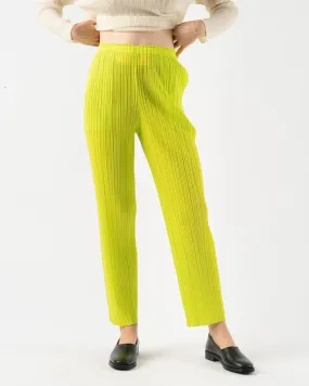 Pleats Please Issey Miyake New Colorful Basics Pants in Yellow Green
