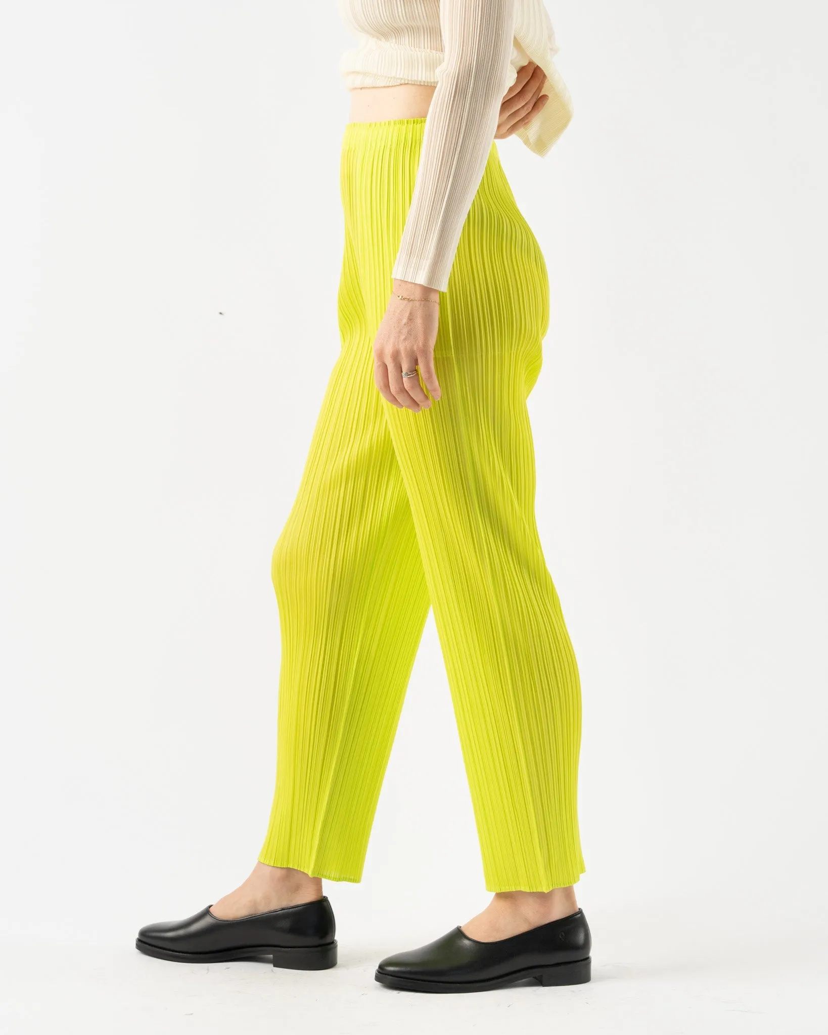 Pleats Please Issey Miyake New Colorful Basics Pants in Yellow Green
