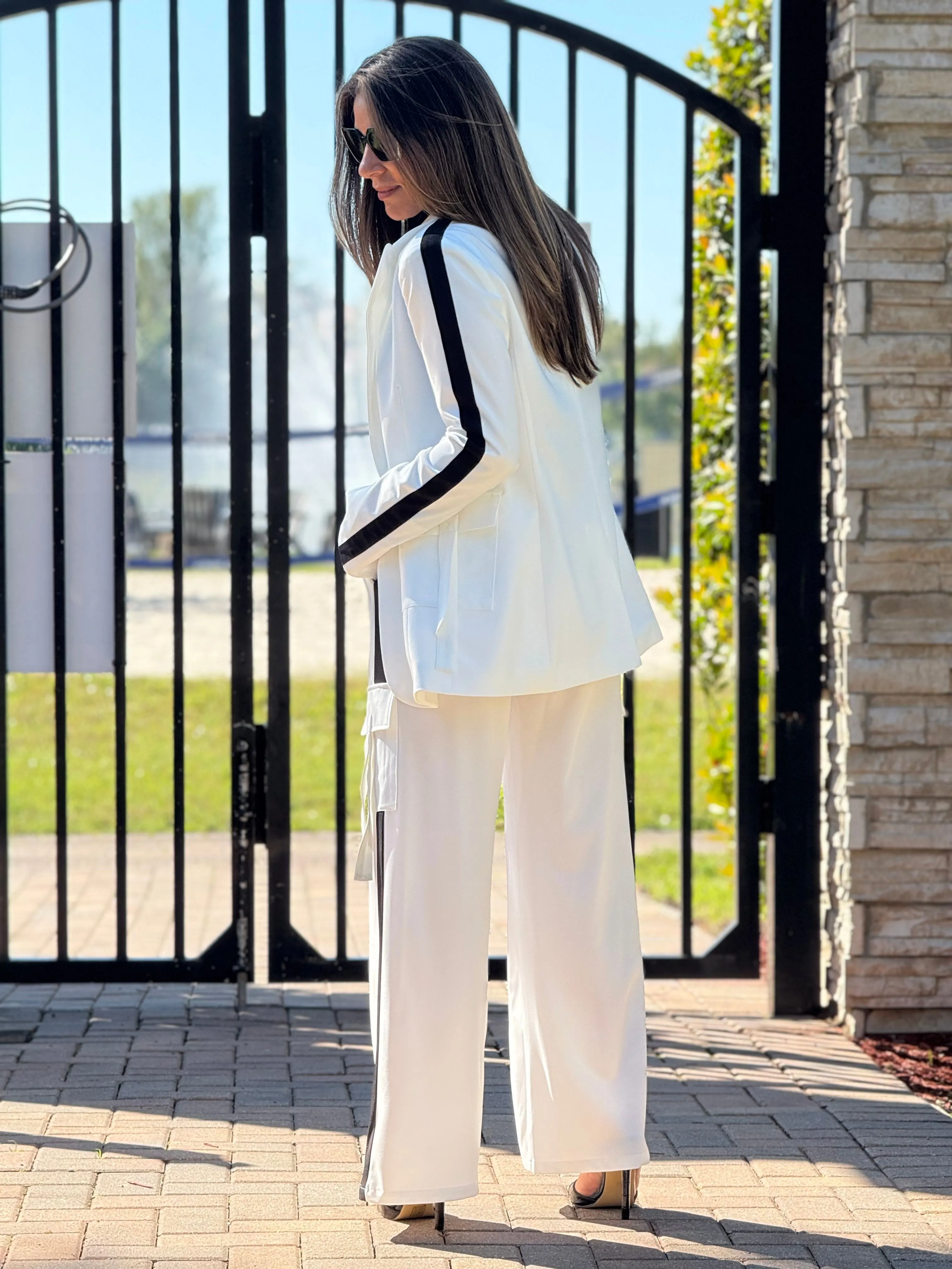 "Jackie" Long Sleeve blazer And cargo Pants Matching Pants Set