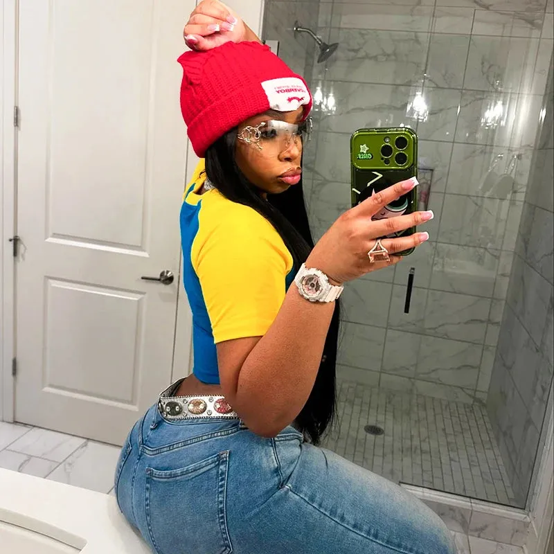 Retro Colorblock Crop Top