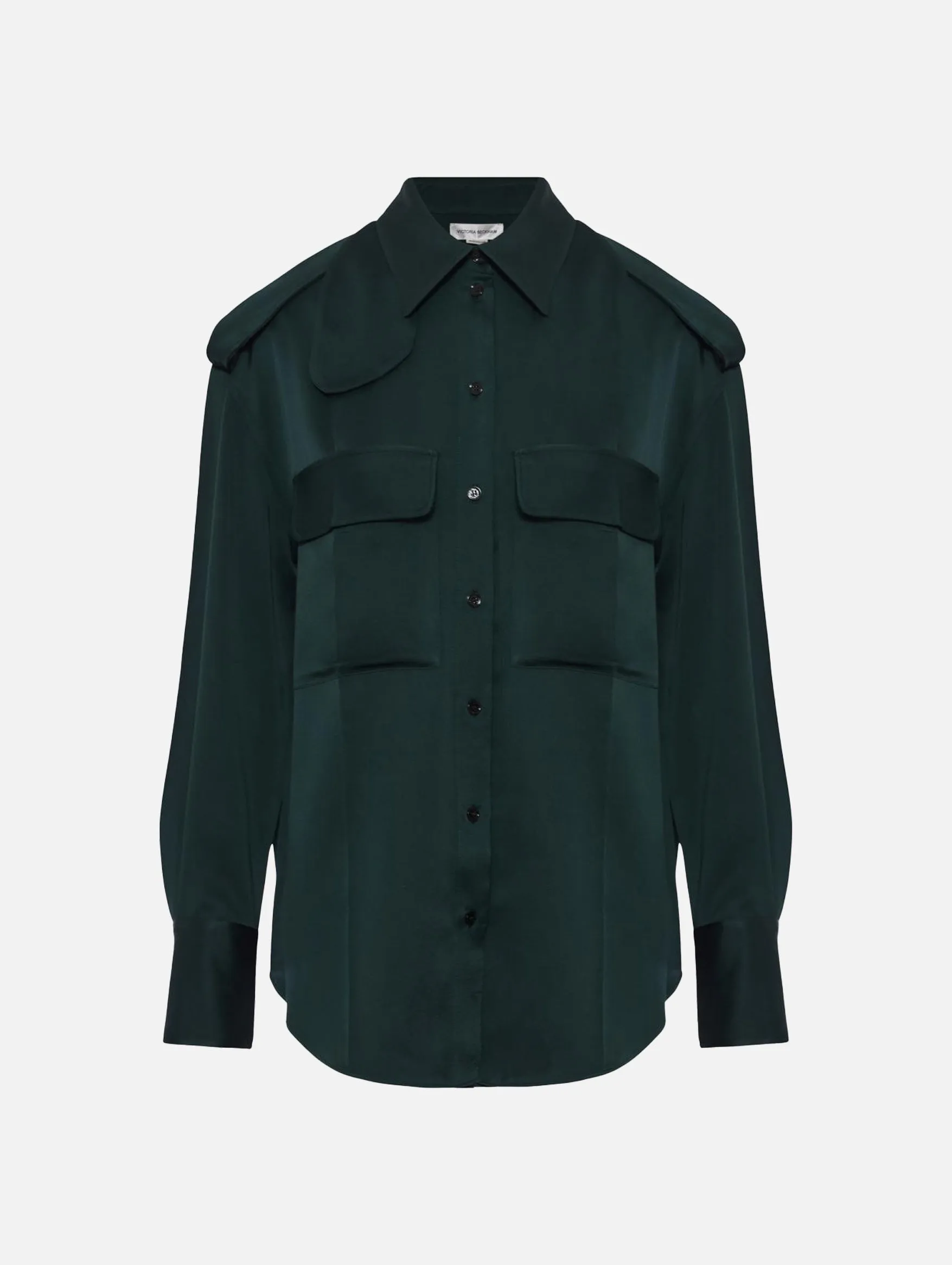 Satin Utility Blouse in Seaweed