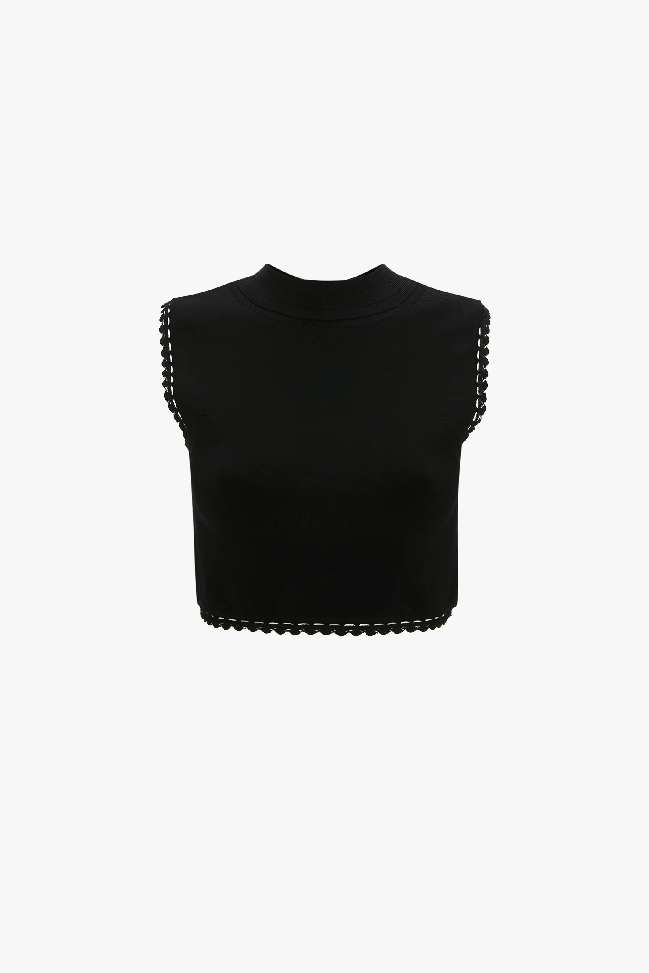 Scallop Trim Tank Top In Black