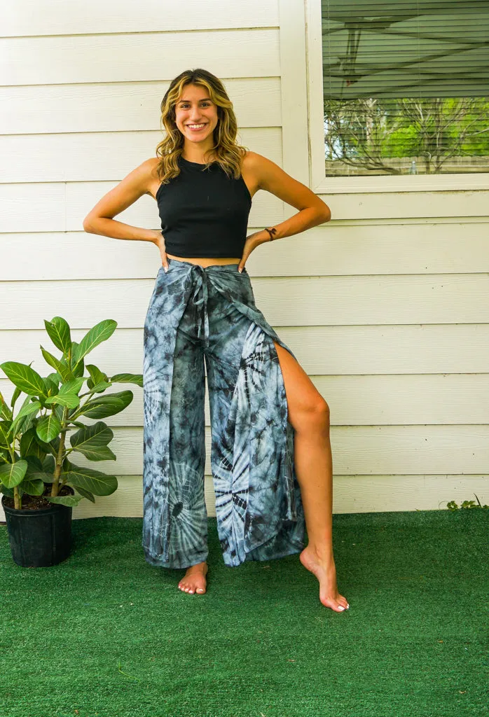 Silver Flow Palazzo Wrap Pants