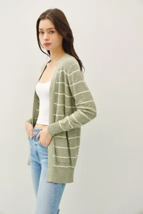 Softly Spoken Sage Open Front Cardigan