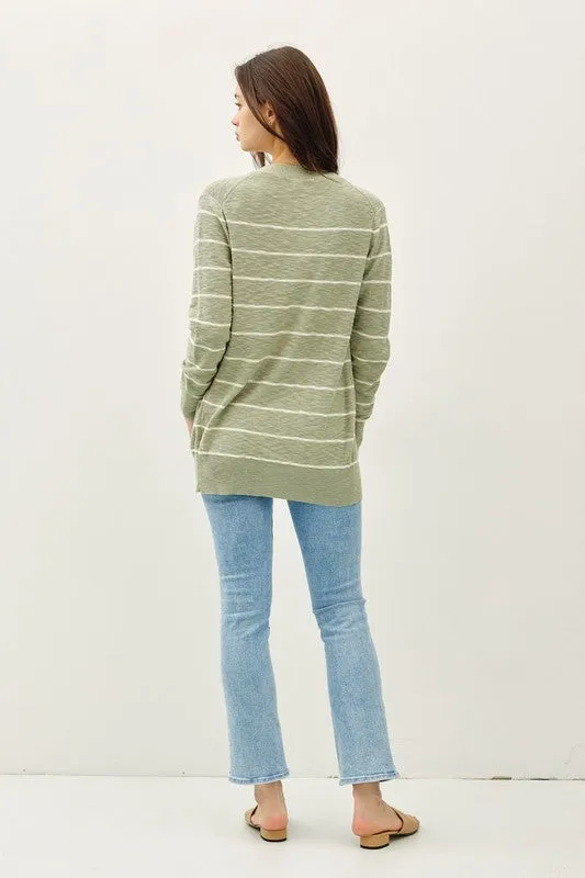 Softly Spoken Sage Open Front Cardigan