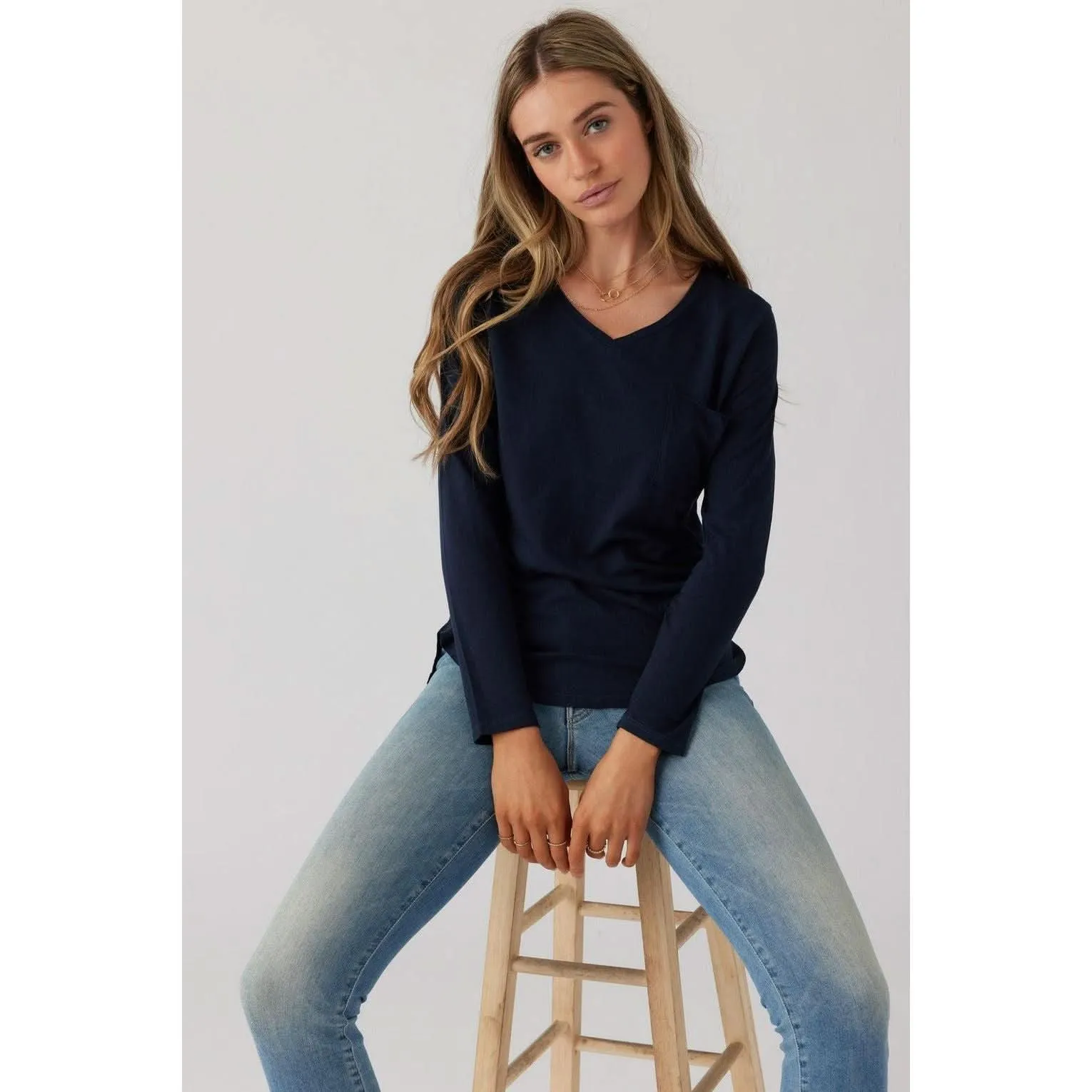 Sol Angeles Essential Long Sleeve Torque Tee Indigo