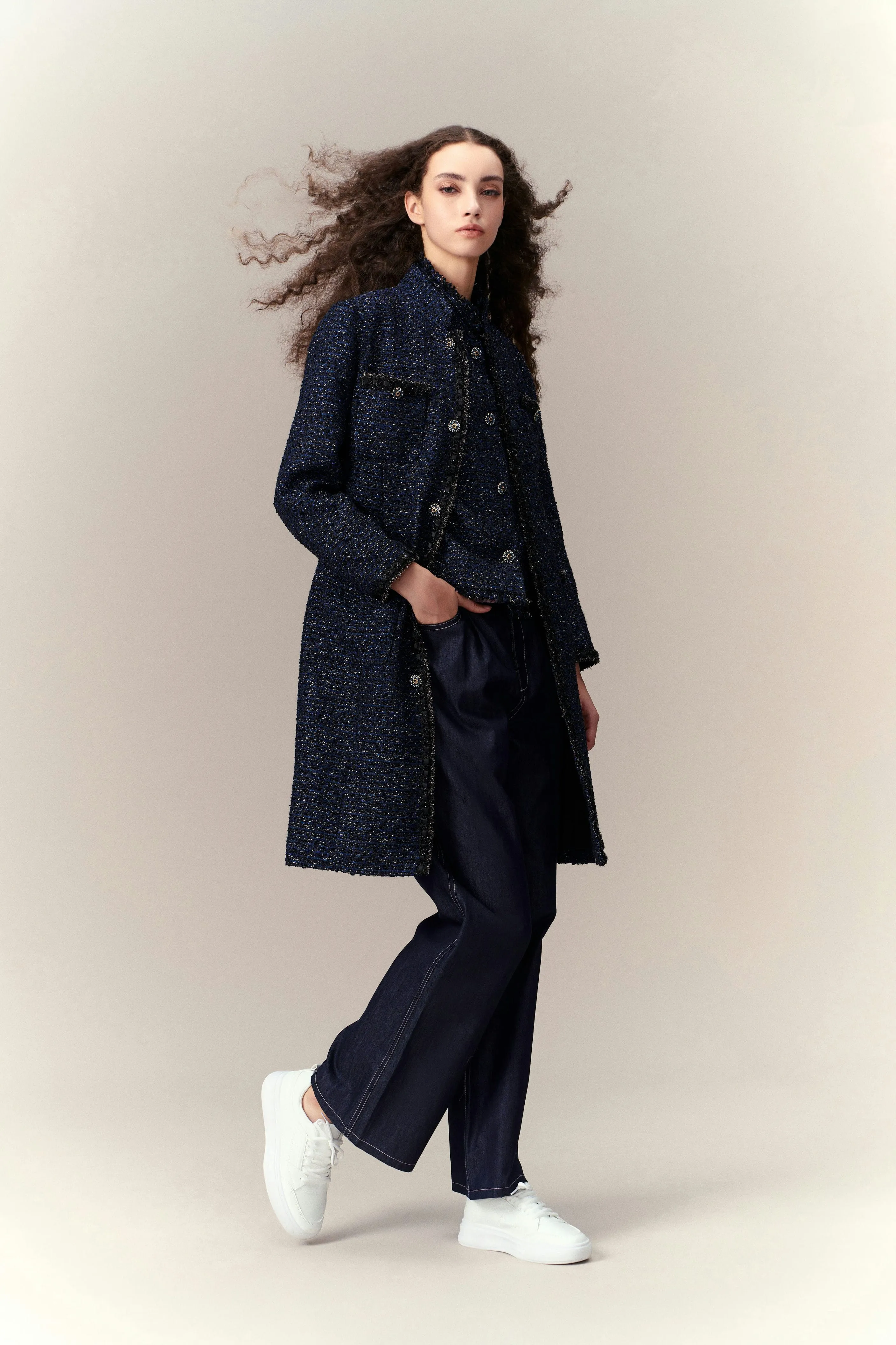 Stand Collar Fitted Coat