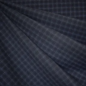Subtle Mini Window Plaid Stretch Crepe Suiting Navy