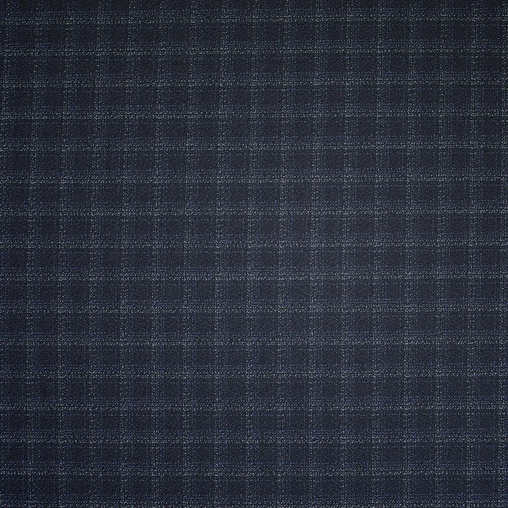 Subtle Mini Window Plaid Stretch Crepe Suiting Navy