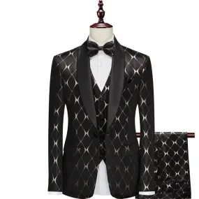Suit Fashion Formal Business Slim Fit 3-Pieces Blazers Tuxedo Wedding Men Suits Groom Suit