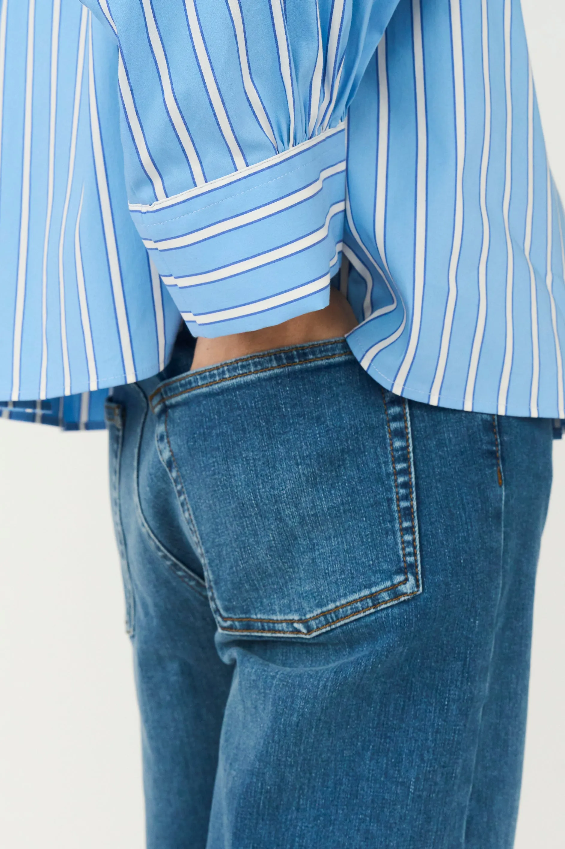 TMRW-New Hepburn Shirt Malibu Stripe - Clear Sky Blue