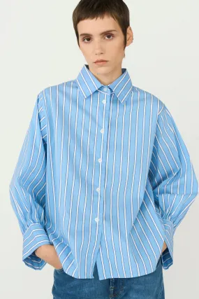 TMRW-New Hepburn Shirt Malibu Stripe - Clear Sky Blue