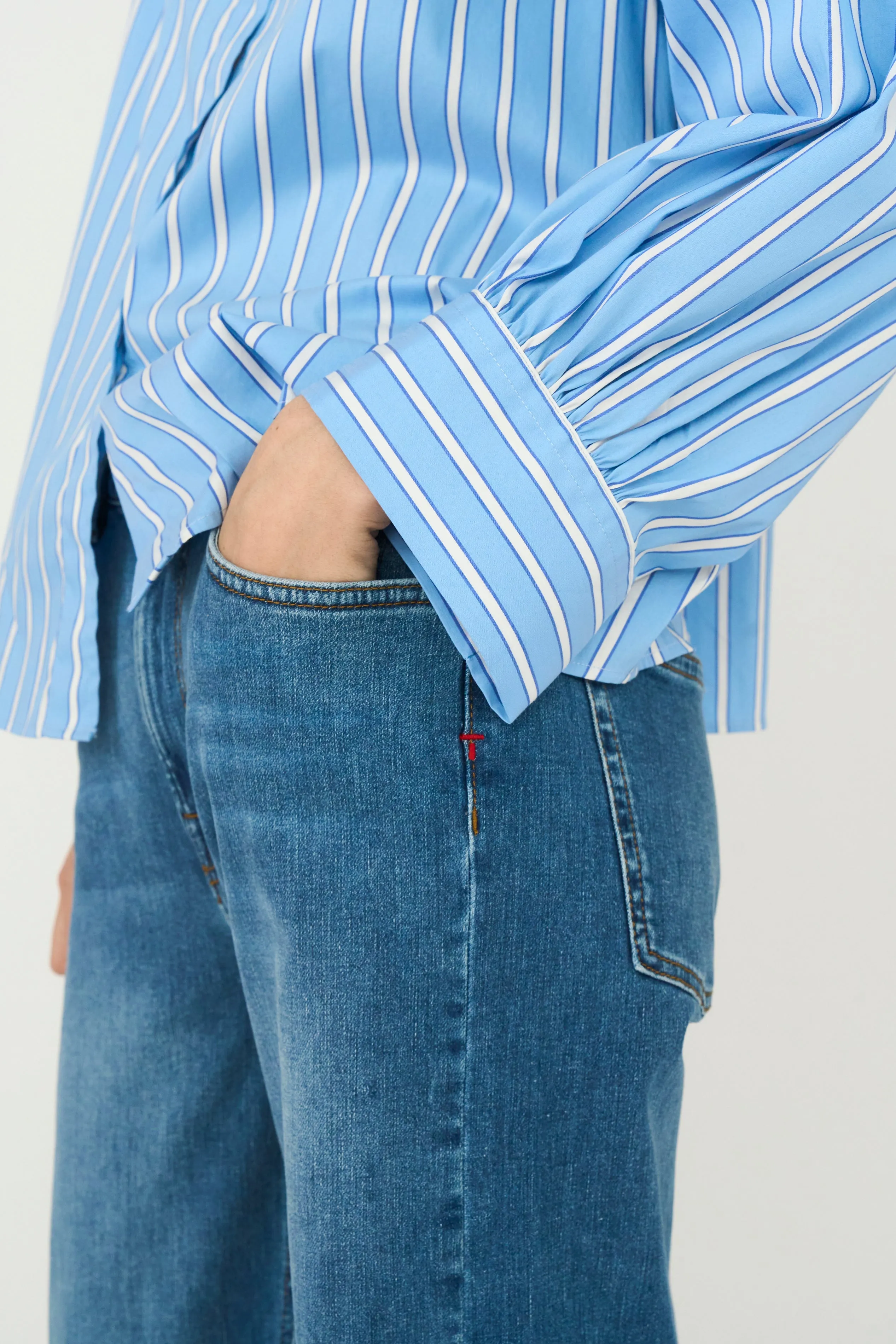 TMRW-New Hepburn Shirt Malibu Stripe - Clear Sky Blue