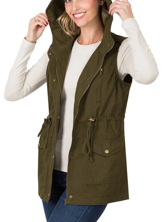 Today is Your Day Drawstring Waist Hooded Vest