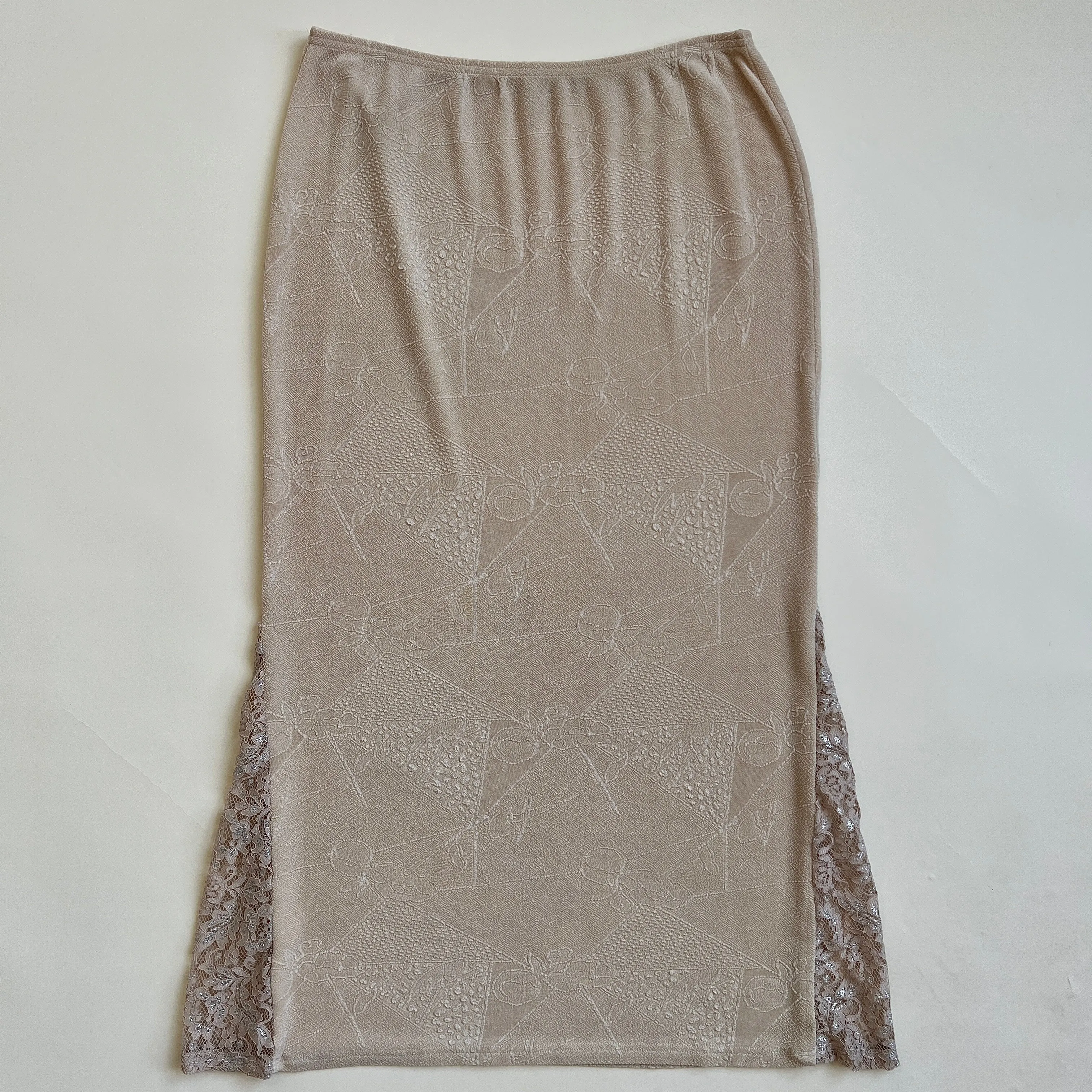 Vintage 90s slinky cream maxi skirt - XL/XXL