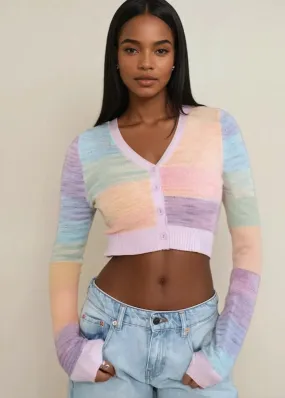 Vivid Vibes Multicolor Cropped Cardigan