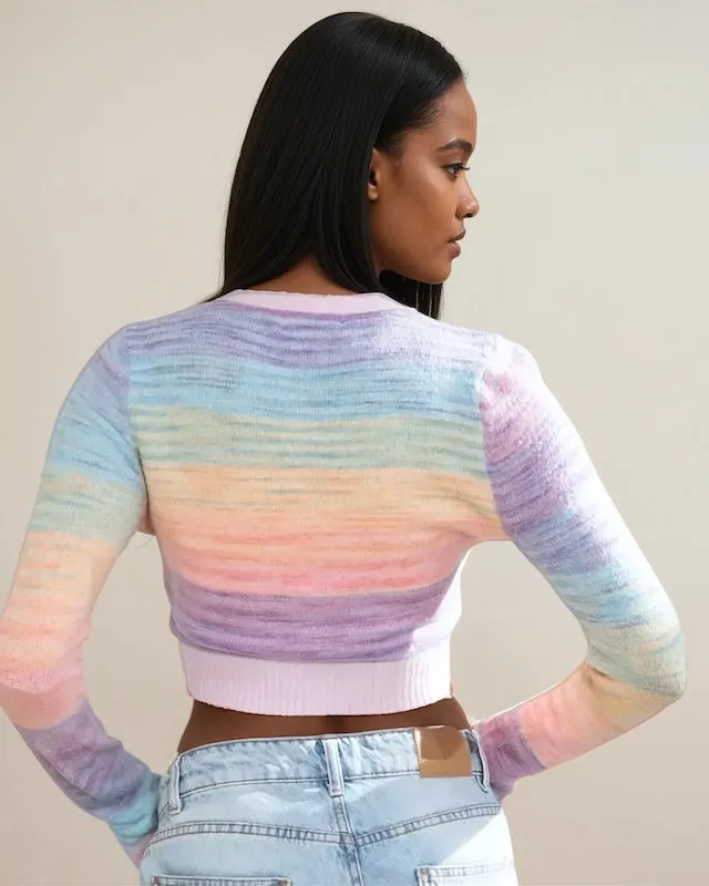 Vivid Vibes Multicolor Cropped Cardigan