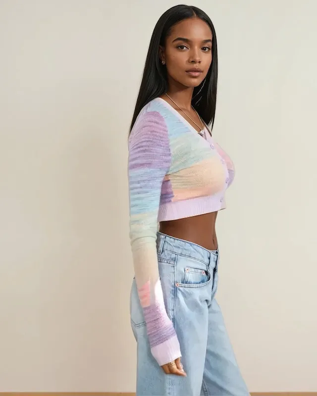 Vivid Vibes Multicolor Cropped Cardigan