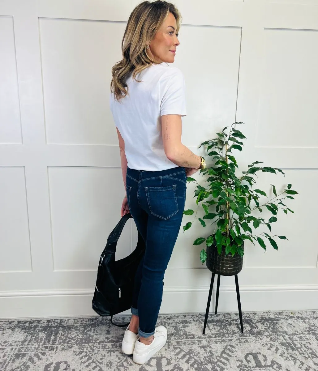 White Crew Neck Fitted Tee