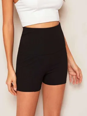 Wide Band Waist Skinny Shorts