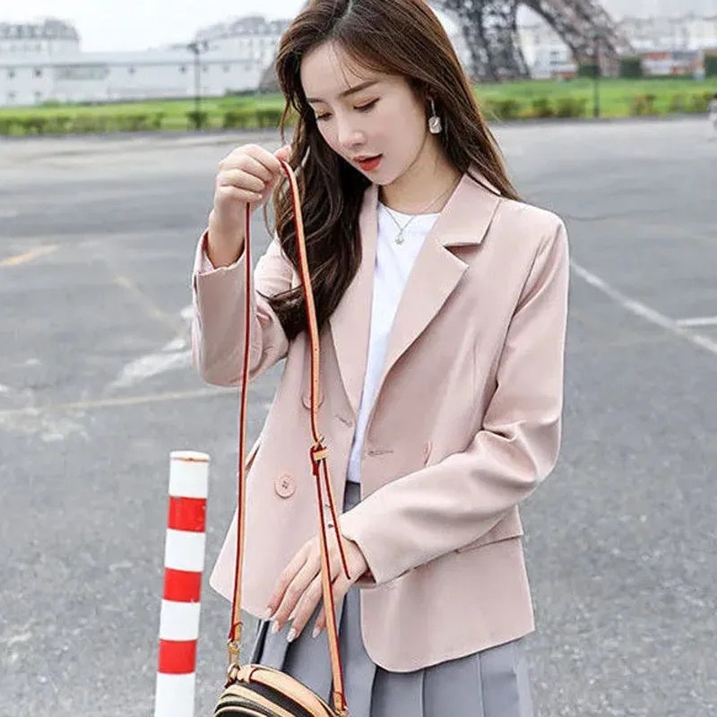 Wjczt Autumn Simple Elegant Blazer Women Black Loose Suit Jackets Causal Pink Tailored Coat Korean Fashion Lady Office Outwear New