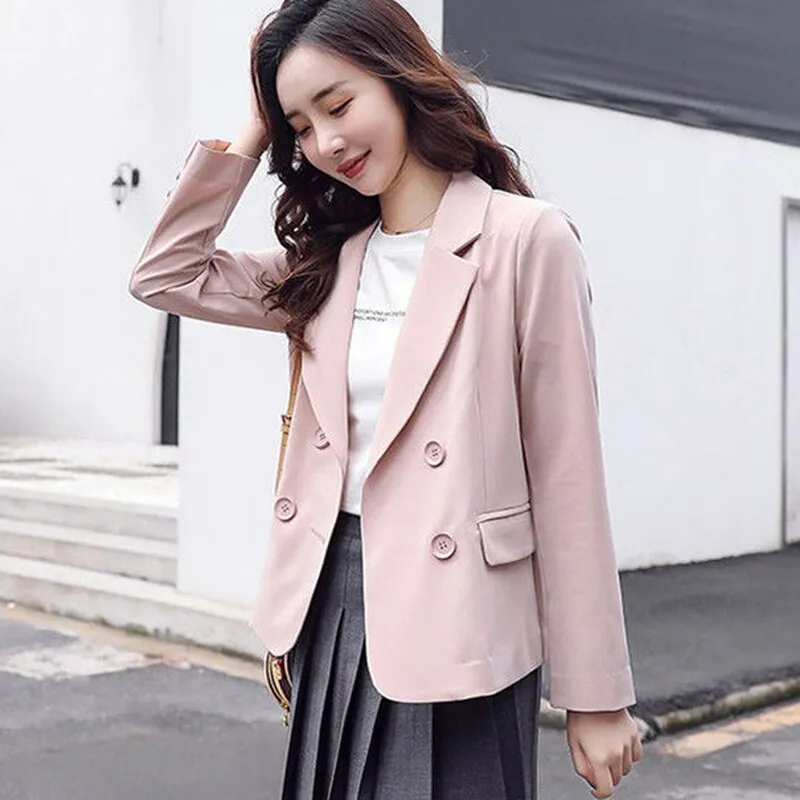 Wjczt Autumn Simple Elegant Blazer Women Black Loose Suit Jackets Causal Pink Tailored Coat Korean Fashion Lady Office Outwear New