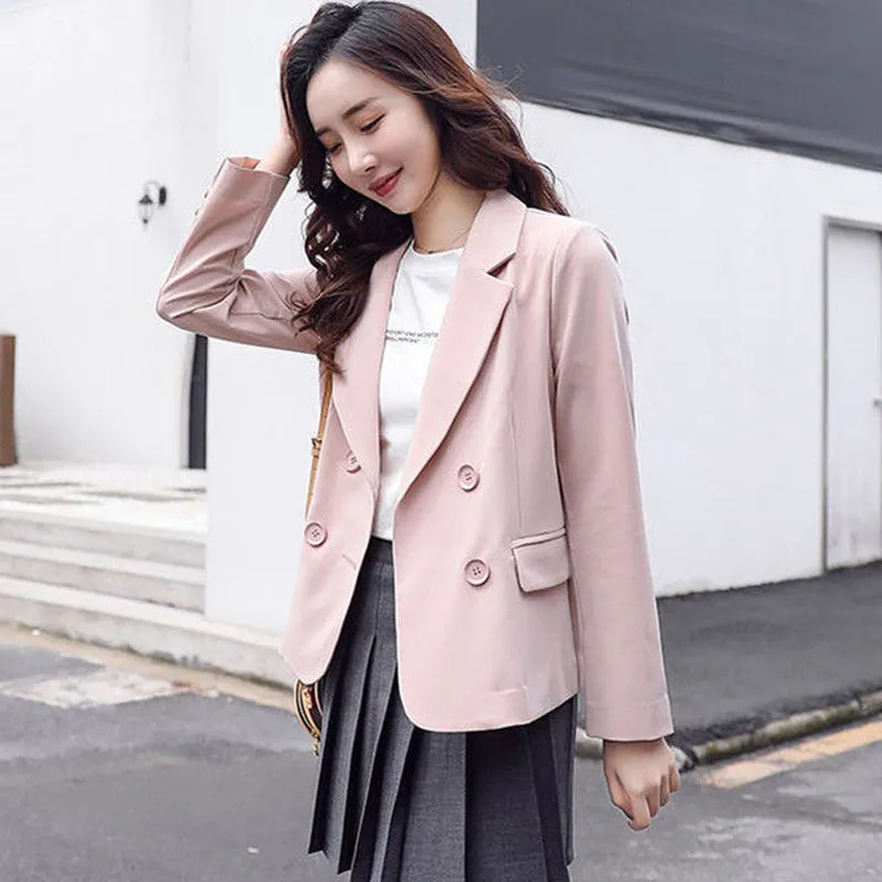 Wjczt Autumn Simple Elegant Blazer Women Black Loose Suit Jackets Causal Pink Tailored Coat Korean Fashion Lady Office Outwear New