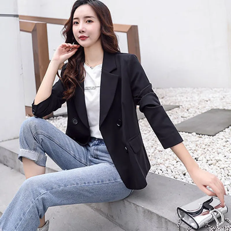 Wjczt Autumn Simple Elegant Blazer Women Black Loose Suit Jackets Causal Pink Tailored Coat Korean Fashion Lady Office Outwear New