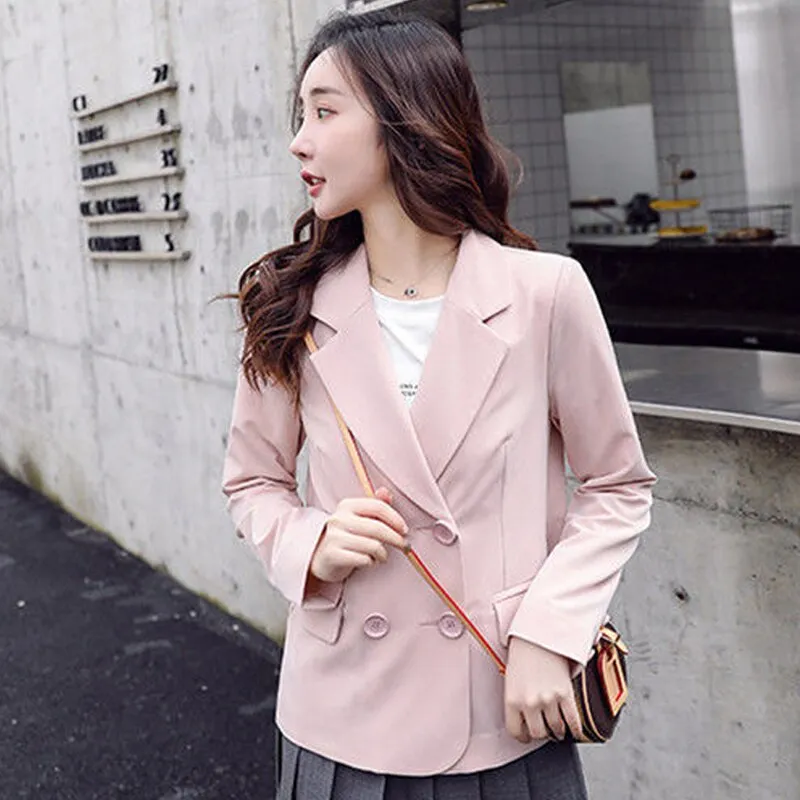 Wjczt Autumn Simple Elegant Blazer Women Black Loose Suit Jackets Causal Pink Tailored Coat Korean Fashion Lady Office Outwear New